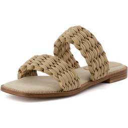 CUSHIONAIRE Womens Vibe braided two band sandal +Memory Foam, Wide Widths Available, Wheat 9
