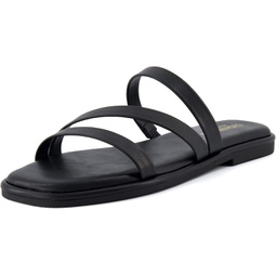 CUSHIONAIRE Womens Treat slide sandal +Memory Foam, Wide Widths Available, Black 8 W