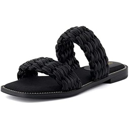 CUSHIONAIRE Womens Vibe braided two band sandal +Memory Foam, Wide Widths Available