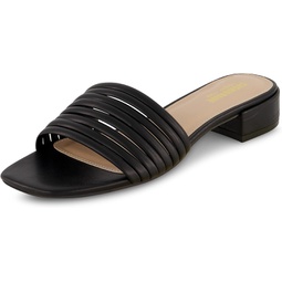 CUSHIONAIRE Womens Nino strappy low block heel slide sandal +Memory Foam and Wide Widths Available, Black 9