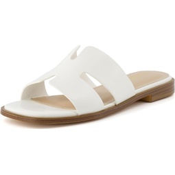 CUSHIONAIRE Womens Voyage slide sandal +Memory Foam, Wide Widths Available, White 7