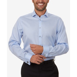 Mens Slim-Fit Non-Iron Herringbone French Cuff Dress Shirt