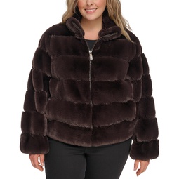 Womens Plus Size Faux-Fur Coat