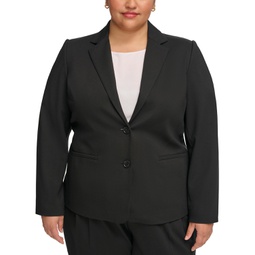 Plus Size Notched-Collar Two-Button Jacket