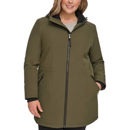 Womens Plus Size Hooded Faux-Fur-Lined Anorak Raincoat Created for Macys