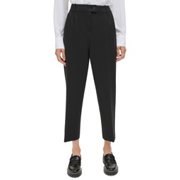 Womens Pleat-Front Cropped Pants