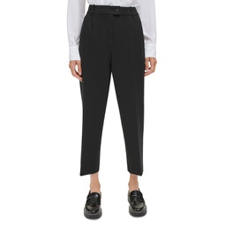 Petite Pleat-Front Cropped Ankle Pants