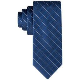 Mens Etched Windowpane Extra Long Tie