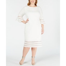 Plus Size Sheer-Stripe Sheath Dress