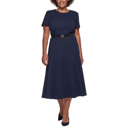 Plus Size Belted A-Line Dress