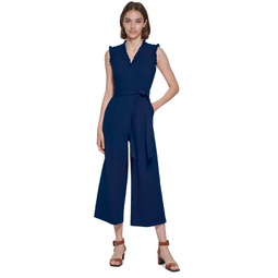 Womens Ruffle-Trimmed Jumpsuit