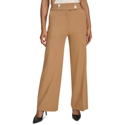 Petite Solid Lux High-Rise Wide-Leg Pants