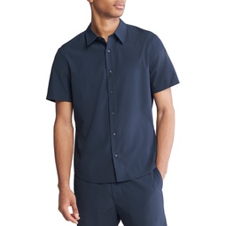 Mens Short Sleeve Seersucker Button-Front Shirt