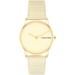 Womens CK Feel Gold-Tone Stainless Steel Mesh Watch 30mm