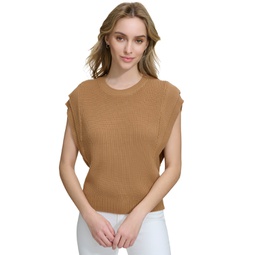 Womens Cotton Extended-Shoulder Sweater