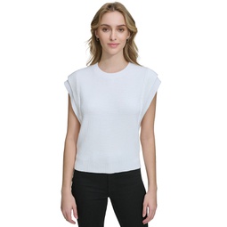 Womens Cotton Extended-Shoulder Sweater