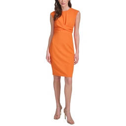 Womens Twist-Front Sheath Dress