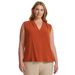 Plus Size Solid V-Neck Sleeveless Top