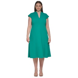 Plus Size V-Neck Short-Sleeve A-Line Dress