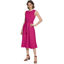 Womens Belted A-Line Dress