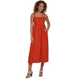 Womens Linen-Blend A-Line Dress