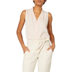 Womens Calvin Klein Sleeveless Blouse with Inverted Pleat (Standard and Plus)