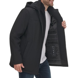Calvin Klein Hooded Rip Stop Water and Wind Resistant Jacket with Fleece Bib