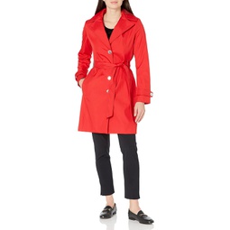 Womens Calvin Klein Single Breasted Belted Rain Jacket with Removable Hood