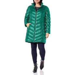 Womens Calvin Klein Hooded Chevron Packable Down Jacket (Standard and Plus)