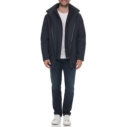 Mens Calvin Klein Hooded Rip Stop Water and Wind Resistant Jacket with Fleece Bib