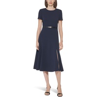 Calvin Klein Belted Short Sleeve Midi Dress