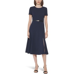 Calvin Klein Belted Short Sleeve Midi Dress