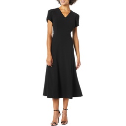 Womens Calvin Klein V-Neck Short Sleeve Midi Dress