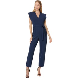 Womens Calvin Klein V-Neck Jumpsuit with Extended Sleeve Detail