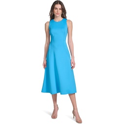 Womens Calvin Klein Sleeveless Scuba Fit And Flare Dress