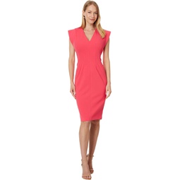 Womens Calvin Klein V-Neck Sheath with Extended Sleeve Detail