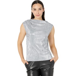 Calvin Klein Sleeveless Pleated Metallic Top