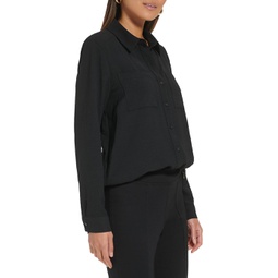 Calvin Klein Long Sleeve Button Front with Collar