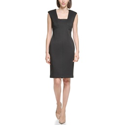 Calvin Klein Scuba Sheath with Square Neckline