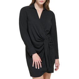 Calvin Klein Tie Front Long Sleeve Dress