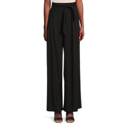 Belted Pleated Wide Leg Pants