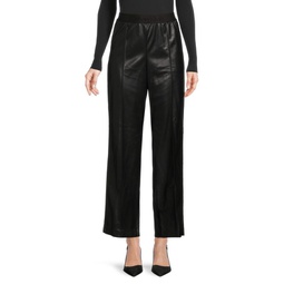 Logo Faux Leather Cropped Pants