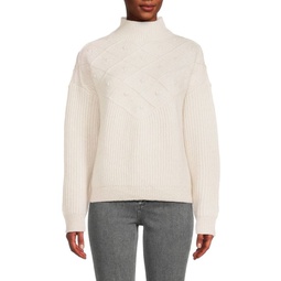 Popcorn Knit Mockneck Sweater