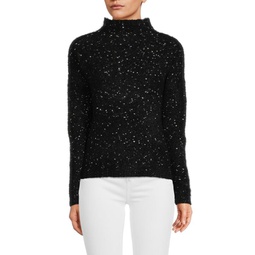 Speckled Mockneck Wool Blend Sweater