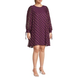 Plus Dotted Tie Shift Dress