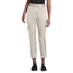 Belted Satin Cargo Pants