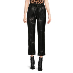 Paperbag Faux Leather Ankle Pants