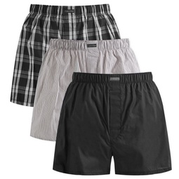 CK Underwear Woven Boxer - 3 Pack Black, Morgan Plaid & Montague Stripe