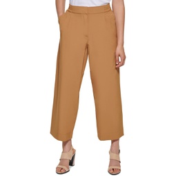 womens pleated cropped wide leg pants