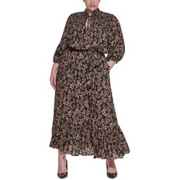 plus womens floral smocked maxi dress